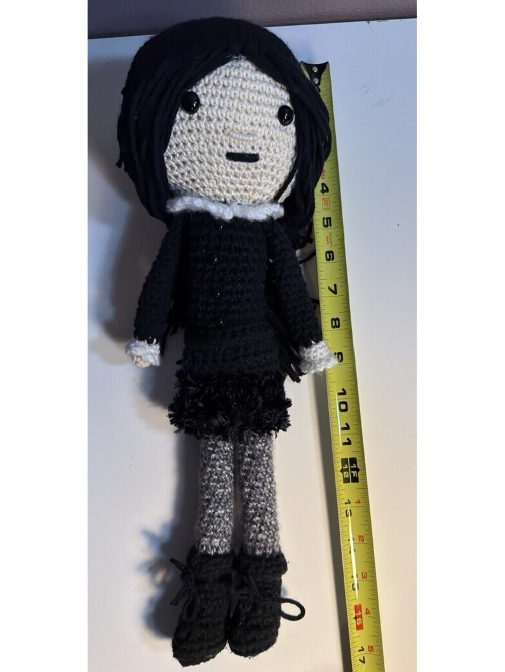 Handmade Crochet Wednesday Addams Doll